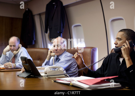 Il presidente Barack Obama ha colloqui con il Primo Ministro britannico David Cameron circa la situazione in Libia. Marzo 22, 2011 Foto Stock