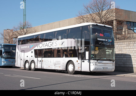 Un francese di Van Hool Astromega TD 925 Double Deck autobus parcheggiato a Portsmouth Regno Unito Foto Stock