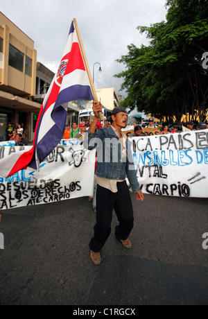 Protesta politica in strada, San Jose, Costa Rica Foto Stock