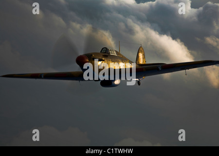 Un Hawker Hurricane aeromobile in volo su Galveston, Texas. Foto Stock