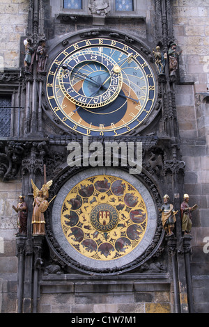 L'Orologio Astronomico di Praga, Praga Orloj, a Praga, Repubblica Ceca Foto Stock