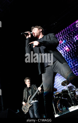 Simon LeBon e John Taylor eseguire con i Duran Duran al Ultra Music Festival di Miami, Florida, Stati Uniti d'America adottate il 25 marzo 2011. Foto Stock