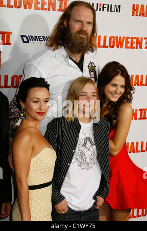 Danielle Harris, Tyler Mane e Scout Taylor-Compton Los Angeles Premiere di "Halloween II" tenutasi presso il Grauman's Chinese Foto Stock