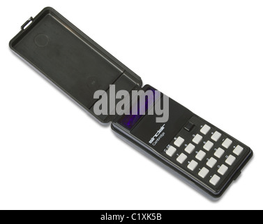 Sinclair Cambridge calcolatrice da anni settanta, nel caso (intaglio, con ombra) Foto Stock