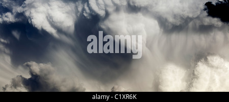 Alta risoluzione di immagini panoramiche di una massiccia estate cumulonimbus cloud drammatico nel tardo pomeriggio luce su Wasatch, Utah. Foto Stock