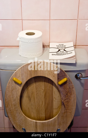 Toilette con sedile in alto Foto Stock