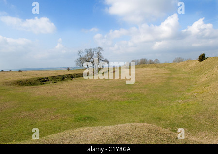 Anello di Figsbury, Firsdown, Wiltshire, Regno Unito. Un età di ferro Hill Fort o un Henge Neolitico monumento. Foto Stock