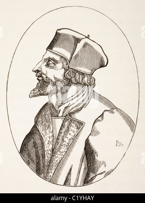 Jan Hus, c.1369 a 1415 aka John Huss. Sacerdote ceca, filosofo e riformatore. Foto Stock