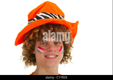 Ragazzo giovane è il supporto del team olandese Foto Stock