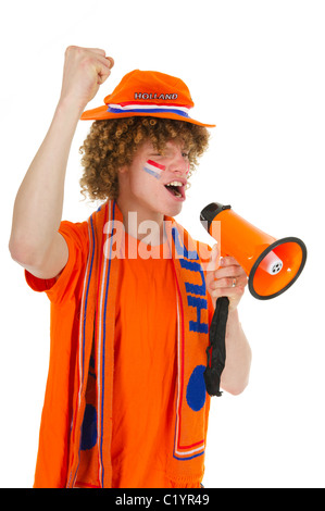 Ragazzo giovane è il supporto del team olandese Foto Stock