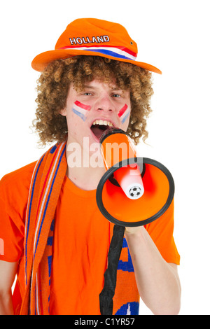 Ragazzo giovane è il supporto del team olandese Foto Stock