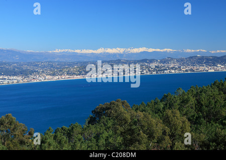 Vista aerea della baia di Cannes dall'Esterel mountain Foto Stock