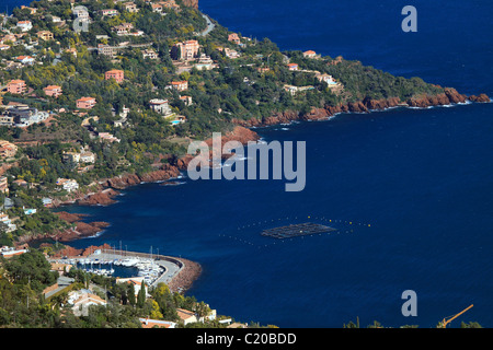 Vista aerea del Le Trayas nell'Esterel vicino a Cannes Foto Stock