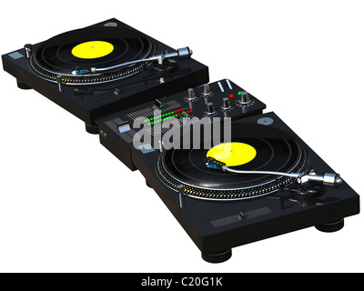 3D rendering DJ set di miscelazione isolati su sfondo bianco Foto Stock