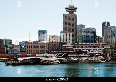 Centro del porto e stazione Waterfront sulle rive del centro cittadino di Vancouver BC Canada. Foto Stock