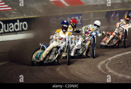 Roman Jankowski portano alla curva al mondo Speedway Championships in Amsterdam Olanda 6/9/1987 Foto Stock