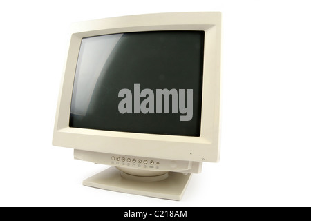 Isolato computer vecchio monitor crt Foto Stock