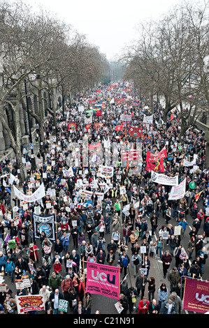 Marzo alternativa per il london tuc 26 marzo 2011 sul terrapieno Foto Stock