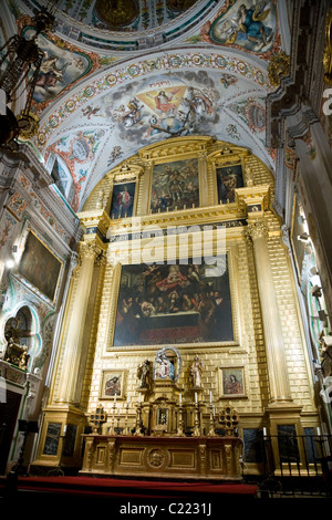 Interno di pittura murale di s s & s di affreschi nella chiesa di Hospital De Venerables Sacerdotes; Plaza de los Venerables Siviglia Spagna Foto Stock