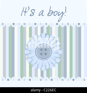 "È un ragazzo!' pulsante blu baby card Foto Stock