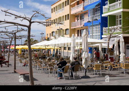 Street Cafe in Puerto de Tazacorte la Palma Isole Canarie Foto Stock