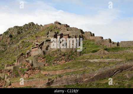 Pisac rovine nella Valle Sacra, Perù Foto Stock