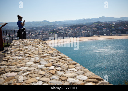 Fotografare la vista dal Monte Urgull, San Sebastián, Spagna. Foto Stock