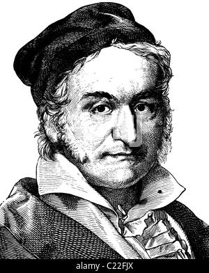 Karl Friedrich Gauss, 1777 - 1855, matematico, fisico e astronomo, ritratto, storico illustrazione, 1880 Foto Stock