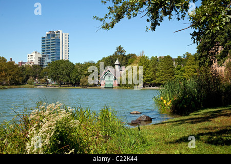 Harlem Meer, Central Park, Manhattan, New York Foto Stock