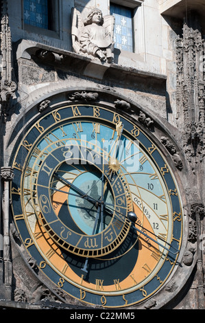 Orloj - l'orologio astronomico di Praga, Repubblica Ceca Foto Stock