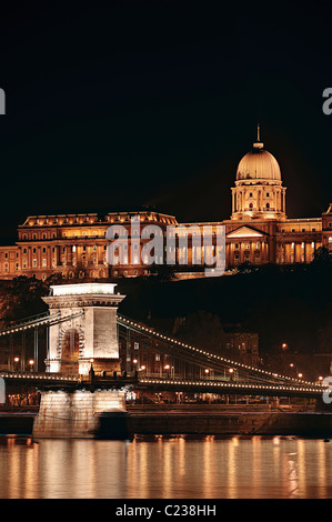 Notte paesaggio di St Stephen Basilica di Budapest:capitale di Ungheria Foto Stock