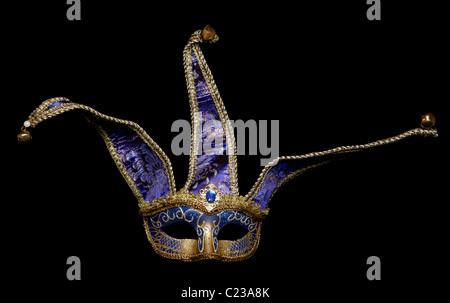 Jester Masquerade Mask isolato su nero Foto Stock
