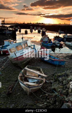 Tramonto in inverno Paddys foro, Sud Gare, Teesmouth Foto Stock