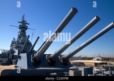 USS Alabama corazzata a Battleship Memorial Park, Mobile, Alabama, Stati Uniti d'America. Foto Stock