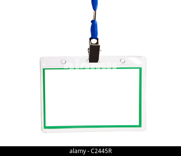 Card empty id badge isolati su sfondo bianco Foto Stock