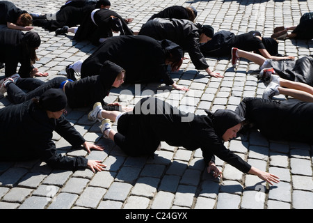 Dimostrazione Anti-Fascist a Praga il quartiere ebraico, TRepublic ceca Foto Stock