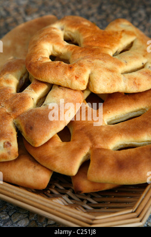 Fougasse pane dalla boulangerie Trouillas, Avignon Vaucluse Provence, Francia. Foto Stock