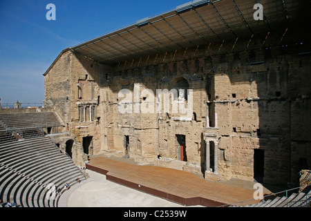 Teatro antico teatro romano in arancione, Vaucluse Provence, Francia. Foto Stock