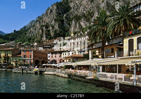 Limone terrazze sul lago, Limone, Lago di Garda, Italia. Foto Stock