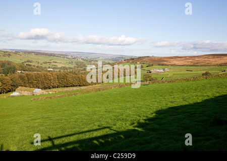 Vista di terreni agricoli lungo la strada Bronte Foto Stock