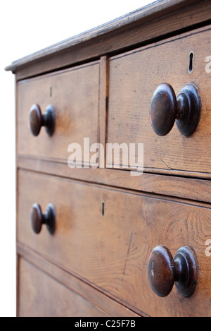 Solido antichi elm cassettiera con maniglie originale Foto Stock