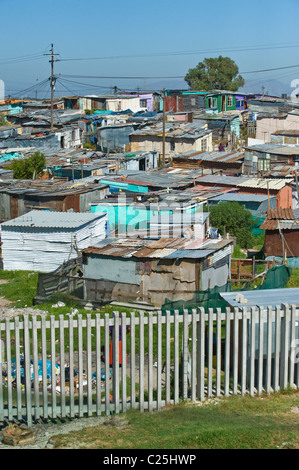 Vista di Khayelitsha township di Città del Capo Sud Africa Foto Stock