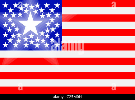 Disegno concettuale della bandiera americana con il principale membro - star Foto Stock