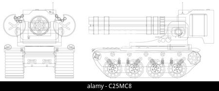 Disegno di un semovente macchina pesante pistola - illustrazione Foto Stock