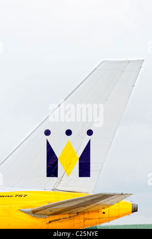 Pinna di coda di un monarca aeromobile che mostra il logo Foto Stock