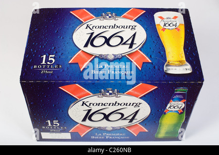 Scatola di Kronenbourg birra Foto Stock