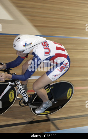 Sarah Hammer USA USA, America american singoli perseguire la via del campionato del mondo di ciclismo Olympian atleta olimpico atleti gioco Foto Stock