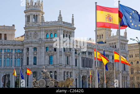 La Cibeles Fountain e Palacio de Comunicaciones. Madrid. Spagna Foto Stock