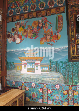 Dipinti moderni presso il monastero di Dochula Pass, Bhutan Foto Stock