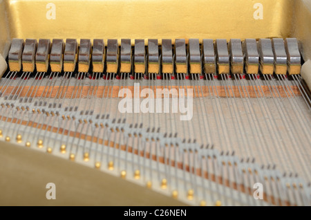 Gli smorzatori interna di un pianoforte Foto Stock